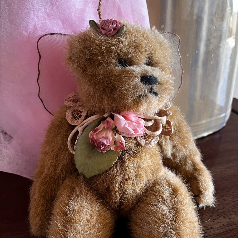 Ty collectible Angel Bear lace pink flowers halo wings